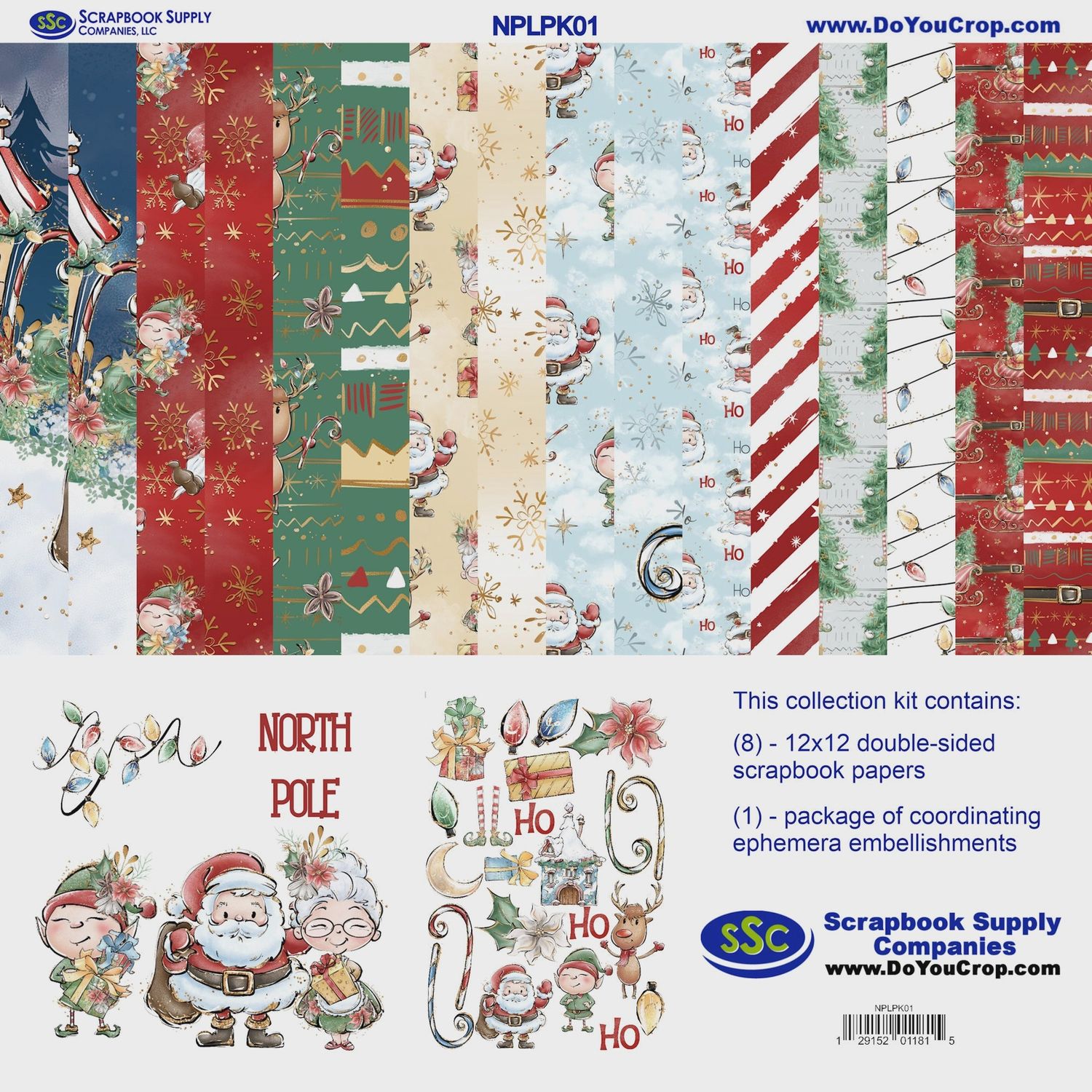 North Pole 12 X 12 Scrapbook Paper &amp; Embellishment Kit
