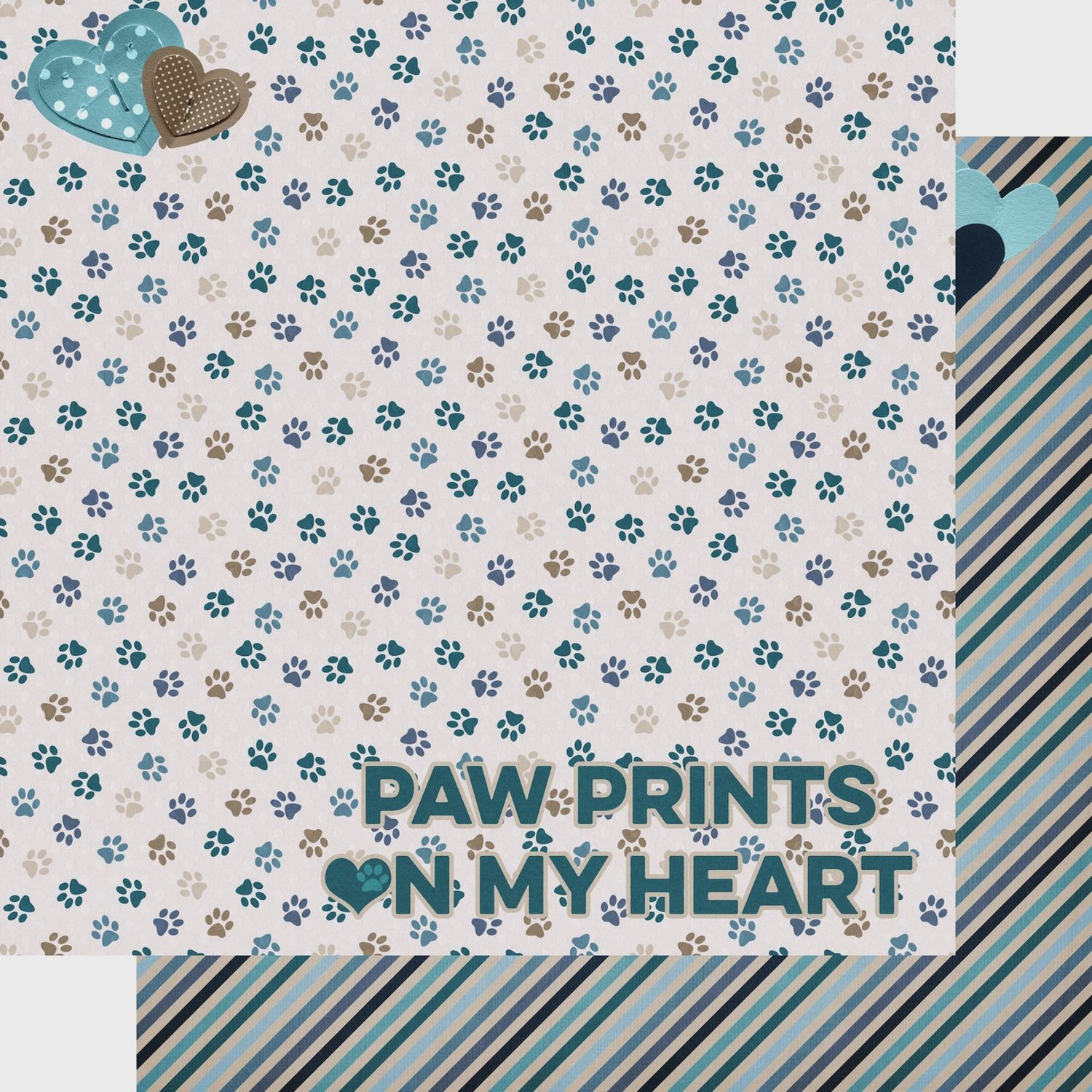 Dog Mom Collection Pawprints On My Heart 12 X 12 Double-Sided Scrapbook Paper