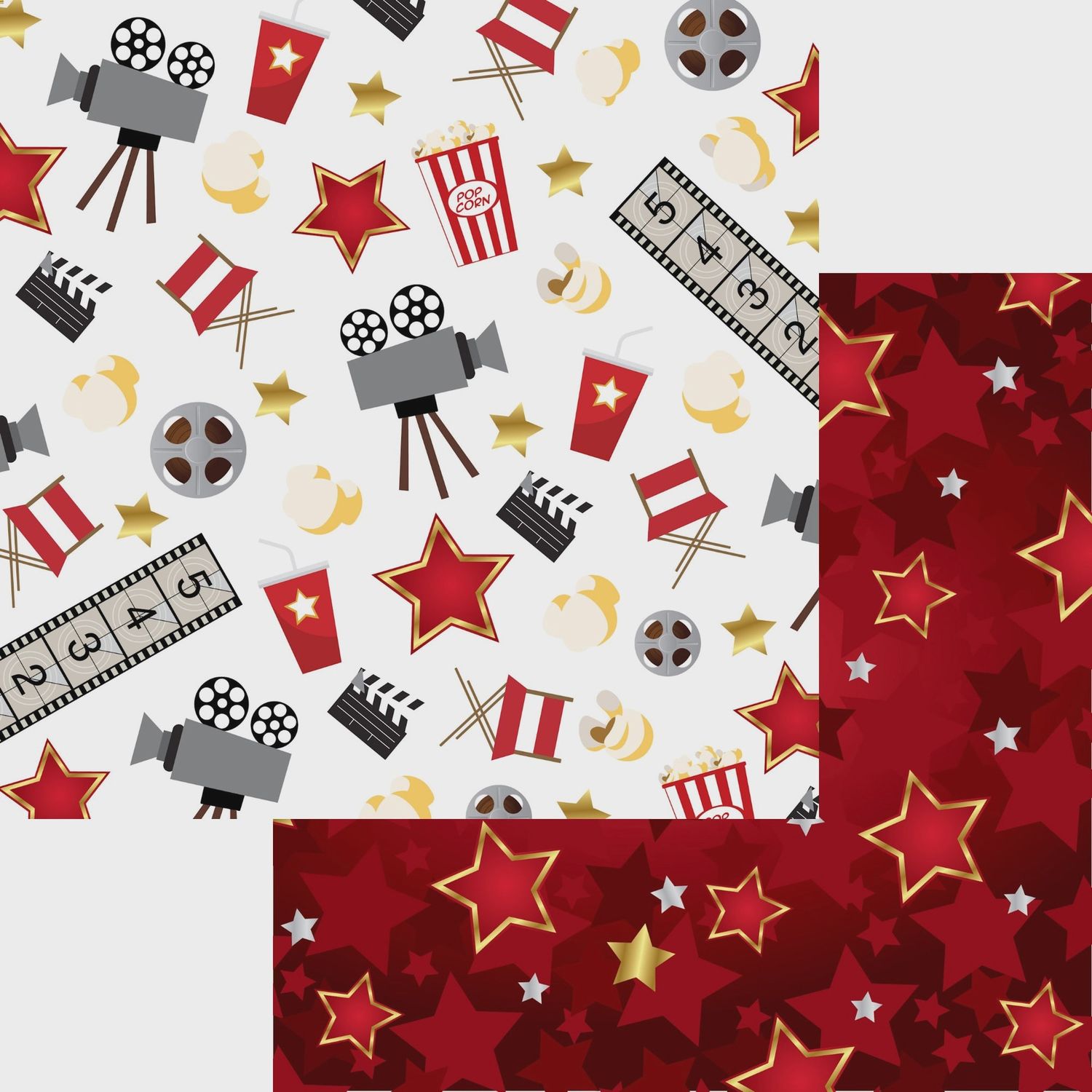 Movie Time Collection Roll the Cameras 12 X 12 Double-Sided Scrapbook Paper