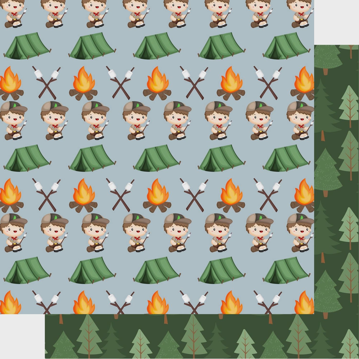 Earning My Badges Collection Camping 12 X 12 Double-Sided Scrapbook Paper