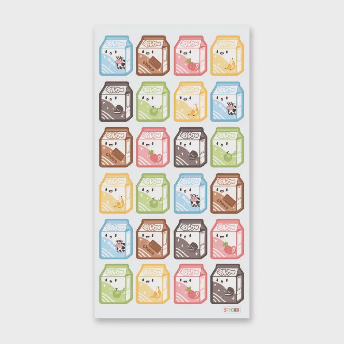 Kawaii Milk Sticker Sheet