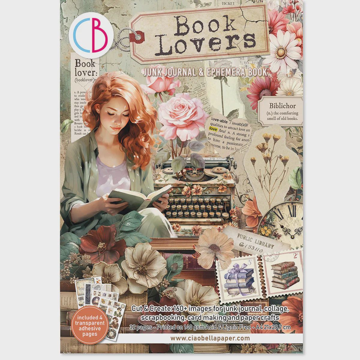 Book Lovers- Junk Journal &amp; Ephemera Book A4 32/Pkg
