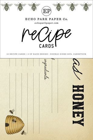 Echo Park Recipe Cards 4"X6" Honey Bee