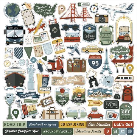 Echo Park Elements Cardstock Stickers 12"X12" It's Time To Travel