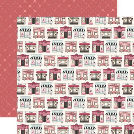 Carta Bella French Girl Cardstock 12"X12" Boutiques In Paris