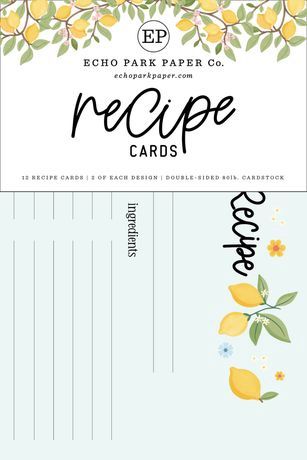 Echo Park Recipe Cards 4"X6" Lemonade