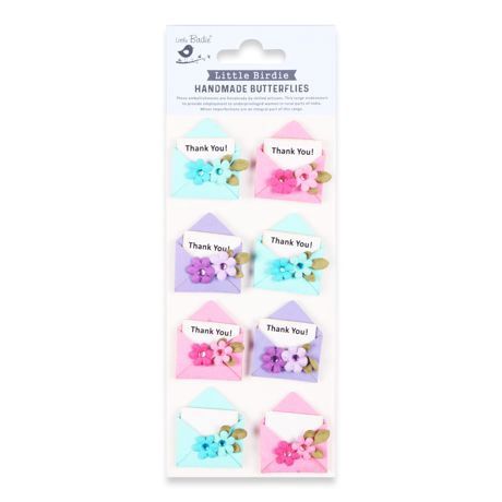 Little Birdie Sentiment Sticker Embellishment 8/Pkg Thank You Note