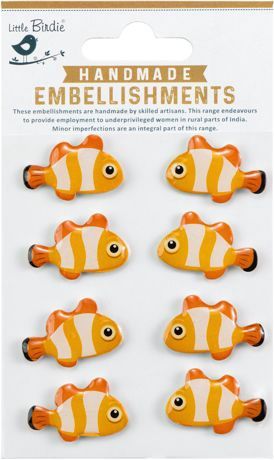 Little Birdie Resin Embellishments 8/Pkg Tiny Fish