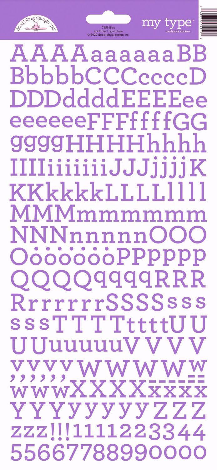 Doodlebug 7159 Lilac My Type Cardstock Stickers