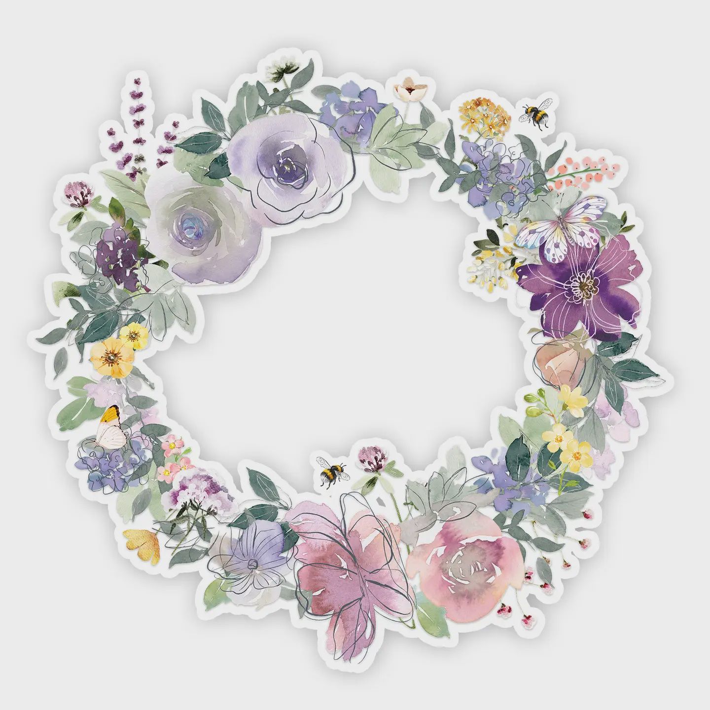 Garden Rose Wreath - Large 11" Die-Cut - 1 Pc | Spring, Purple, Rose