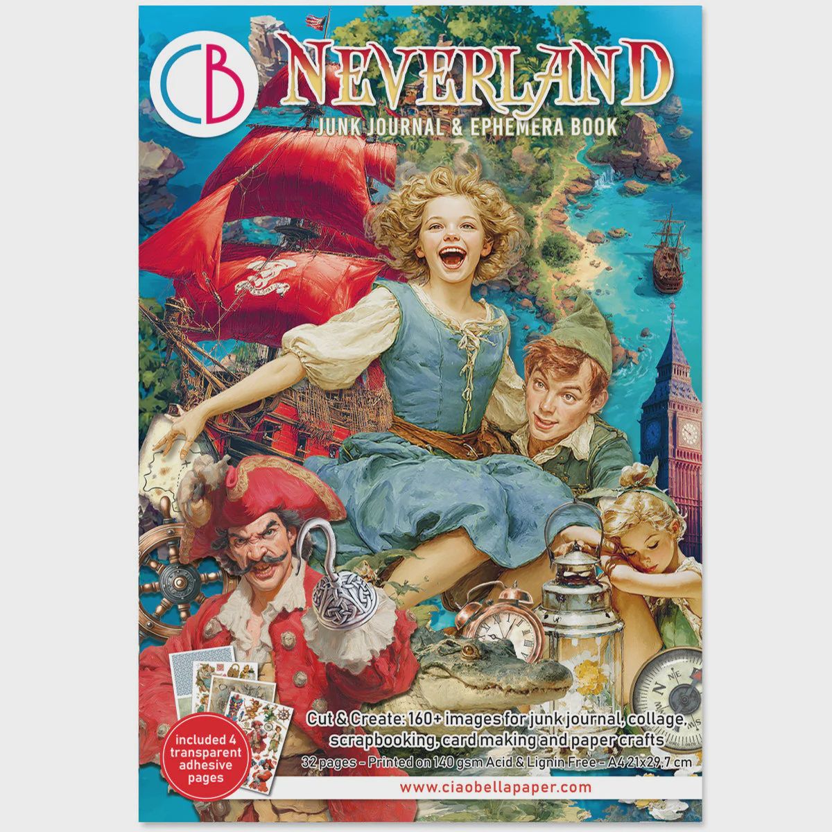 Neverland Junk Journal &amp; Ephemera Book A4 32/Pkg
