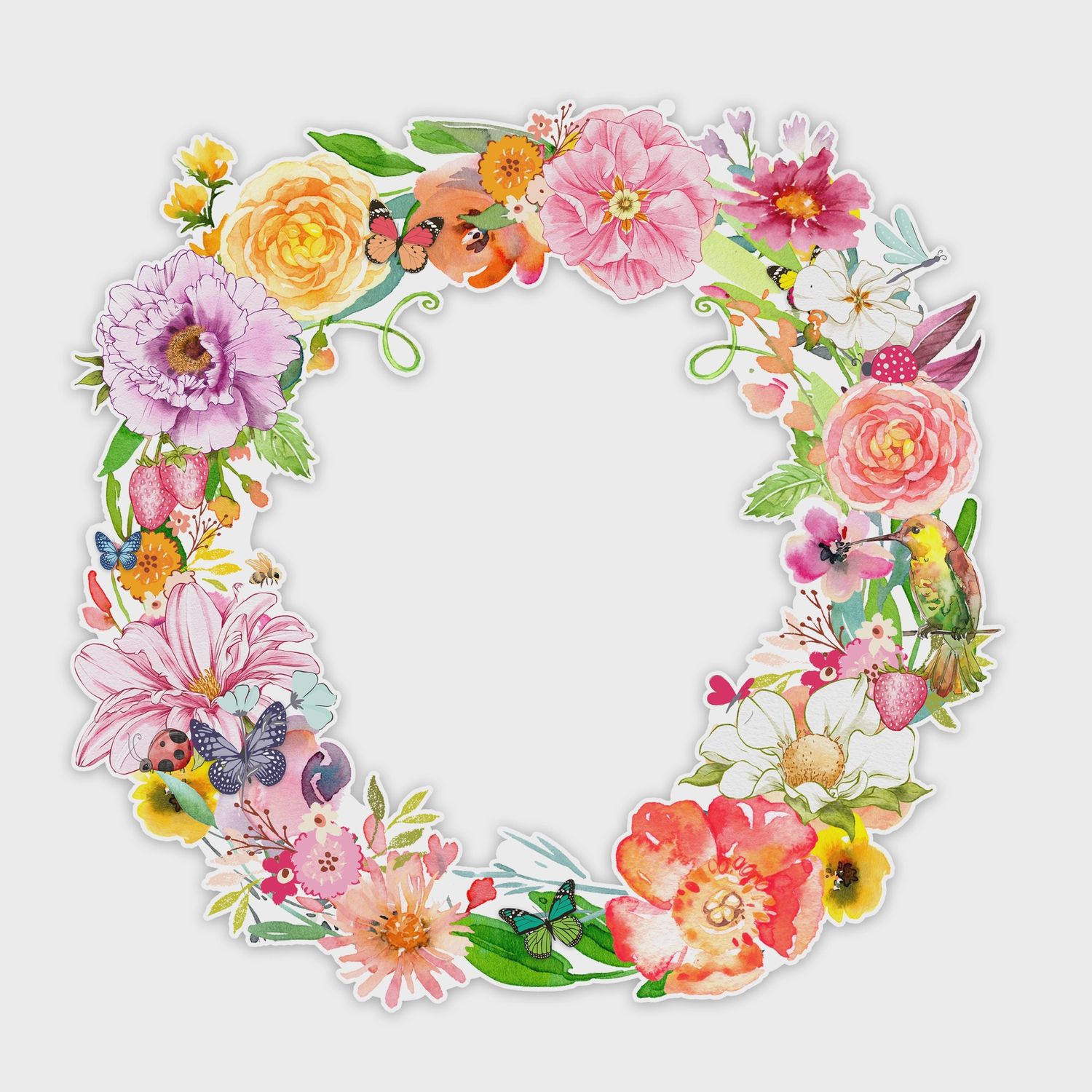Meadow Floral Wreath - Large 11" Die-Cut - 1 Pc - Summer, Flower, Floral, Bouquet