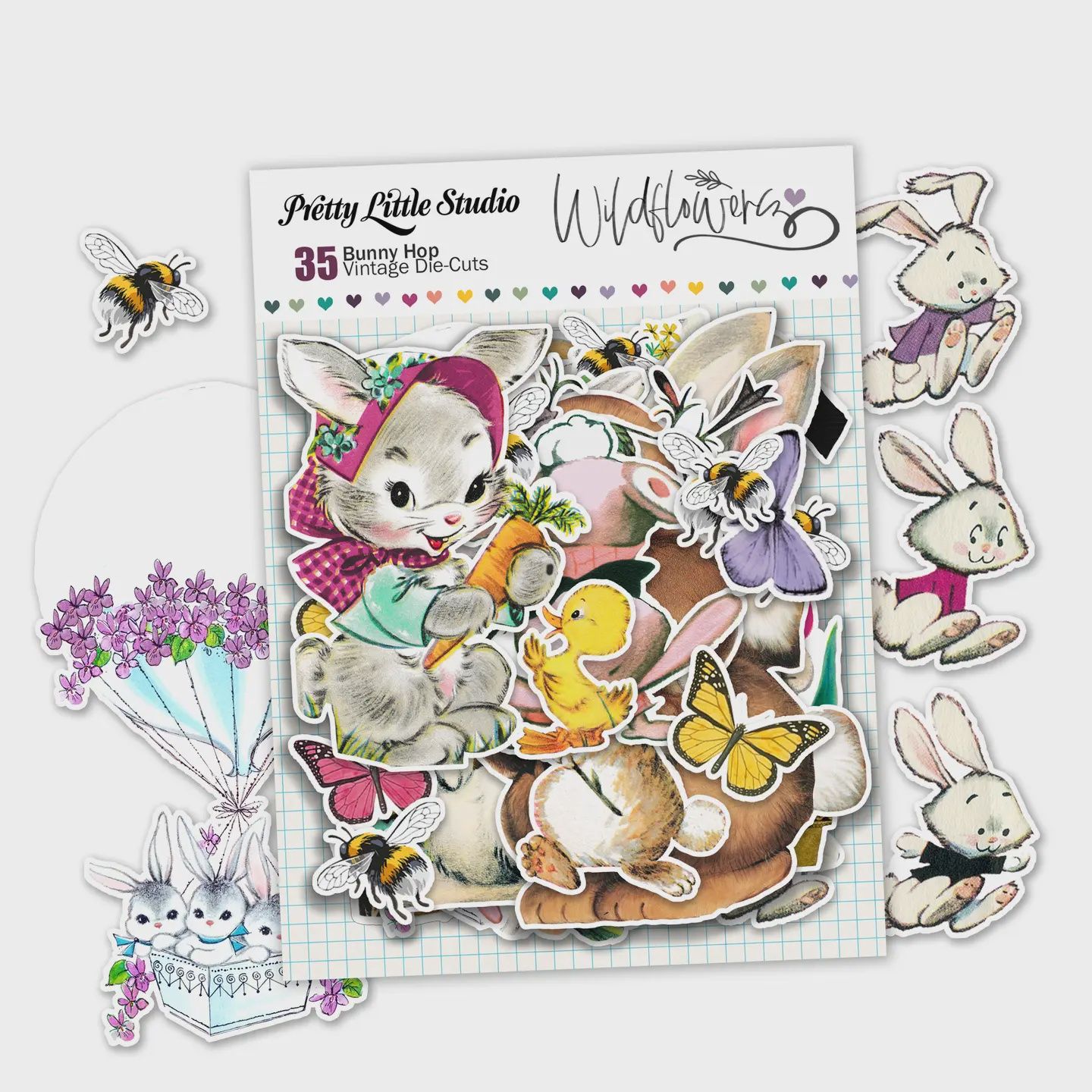 Bunny Hop Vintage Style Ephemera - 34 Pcs