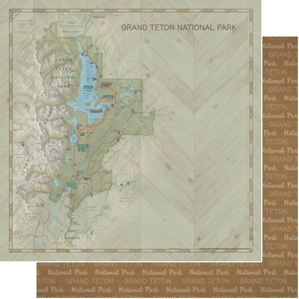 Grand Teton National Park Map and Words Paper
