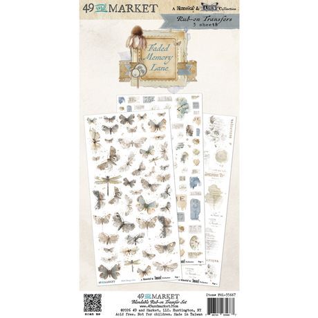 49 and Market Blendable Rub-On Transfer Set 6"X12" Faded Memory Lane