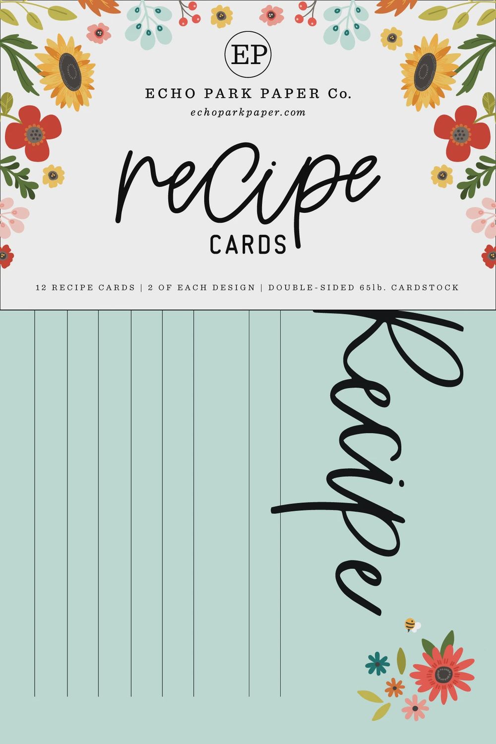 Echo Park Recipe Cards 4"X6" Sunflower Summer