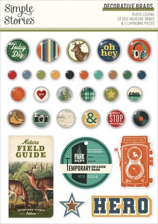 Simple Stories Adhesive Brads Rustic Legend