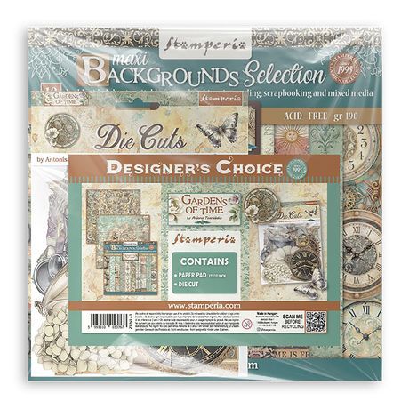 Stamperia Bundle Scrapbooking Pad and Die Cuts Gardens of Time