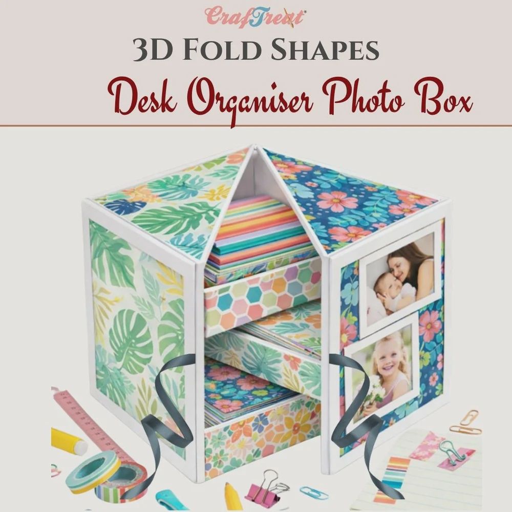 CrafTreat 3D Fold Shapes - Desk Organiser Photo Box - 2 sets