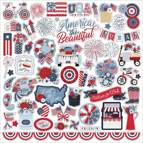 Carta Bella Cardstock Elements Stickers 12"X12" All American