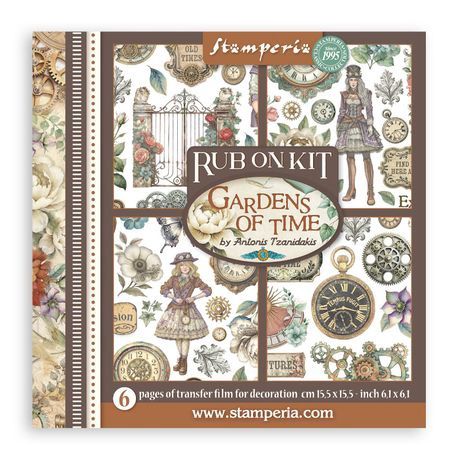 Stamperia Assortment Rub-On 6.1"x6.1" - 6/Pkg Gardens of Time