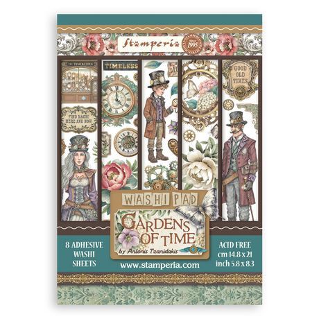 Stamperia A5 Washi Pad 8/Pkg Gardens of Time