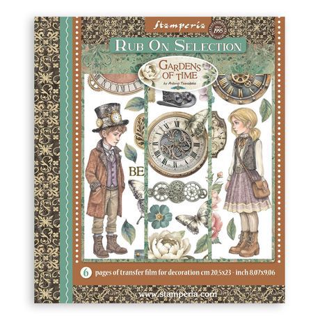 Stamperia Rub-On Selection 8x9 - 6/Pkg Gardens of Time