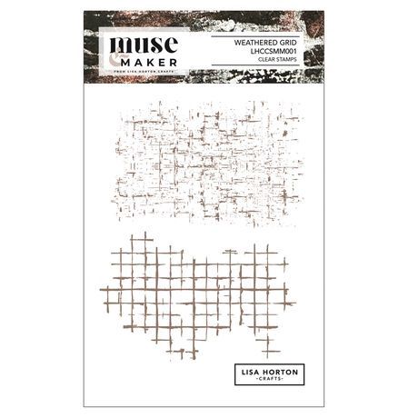 “Lisa Horton Crafts Muse &amp; Maker A6 Clear Stamp Set Weathered Grid