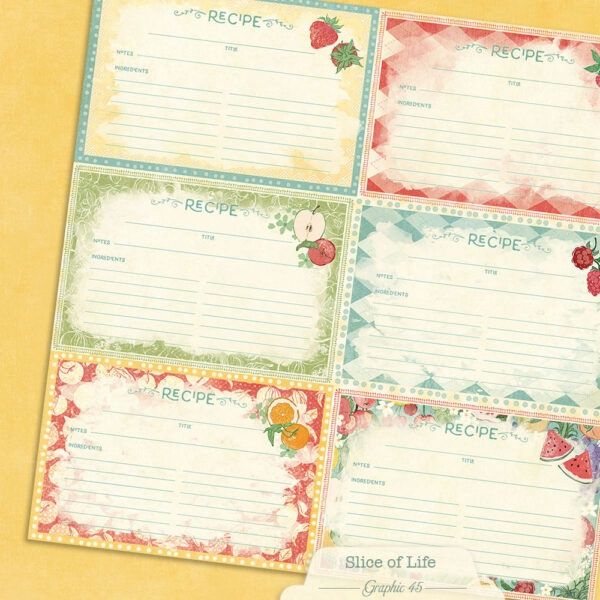 Recipe Card Cut-Apart Patterns and Solids 12×12 Paper