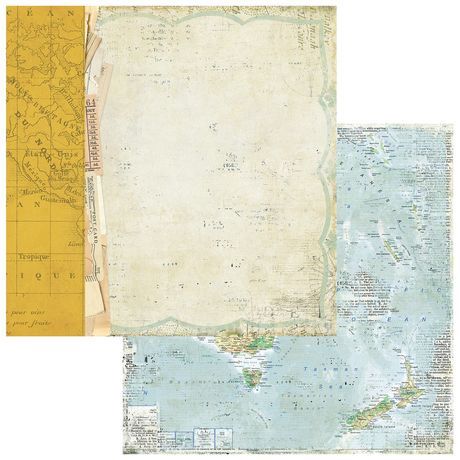 49 and Market Travel Diaries Cardstock 12"X12" Vintage Map
