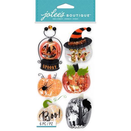 Jolee's Le Grande Dimensional Stickers Pumpkin Snow Globes
