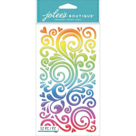 Jolee's Le Grande Dimensional Stickers Rainbow Swirls