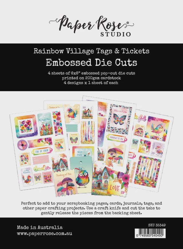 Rainbow Village Tags &amp; Tickets Embossed Die Cuts