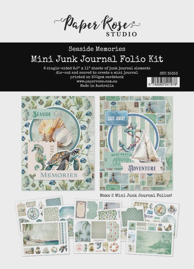 Seaside Memories 8.5" x 11" Mini Junk Journal Folio Kit