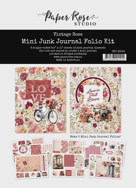 Vintage Rose Mini Junk Journal Folio Kit