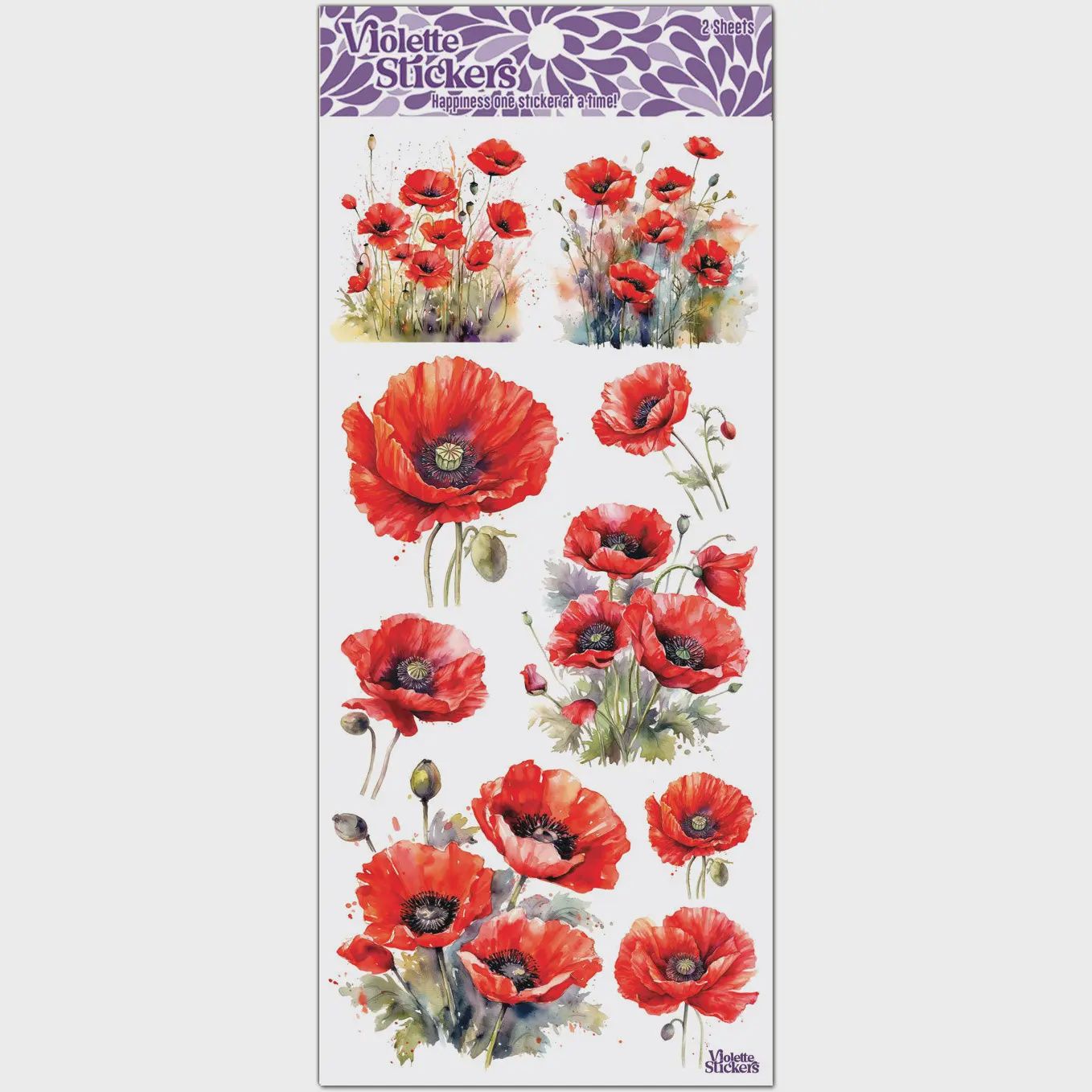 C253 Red Poppy Stickers