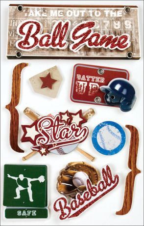 Paper House 3D Stickers 4.5"X7.5" Dimensional Baseball