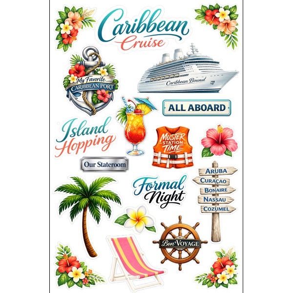 Caribbean Cruise Embellishments Pack