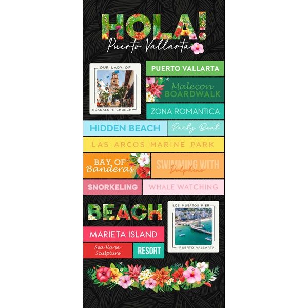Puerto Vallarta Tropical Floral Sticker