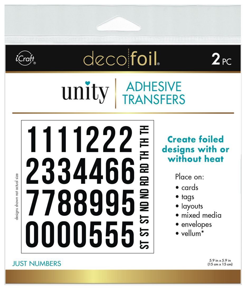 Deco Foil Adhesive Transfer Sheets by Unity 5.9" x 5.9" Just Numbers