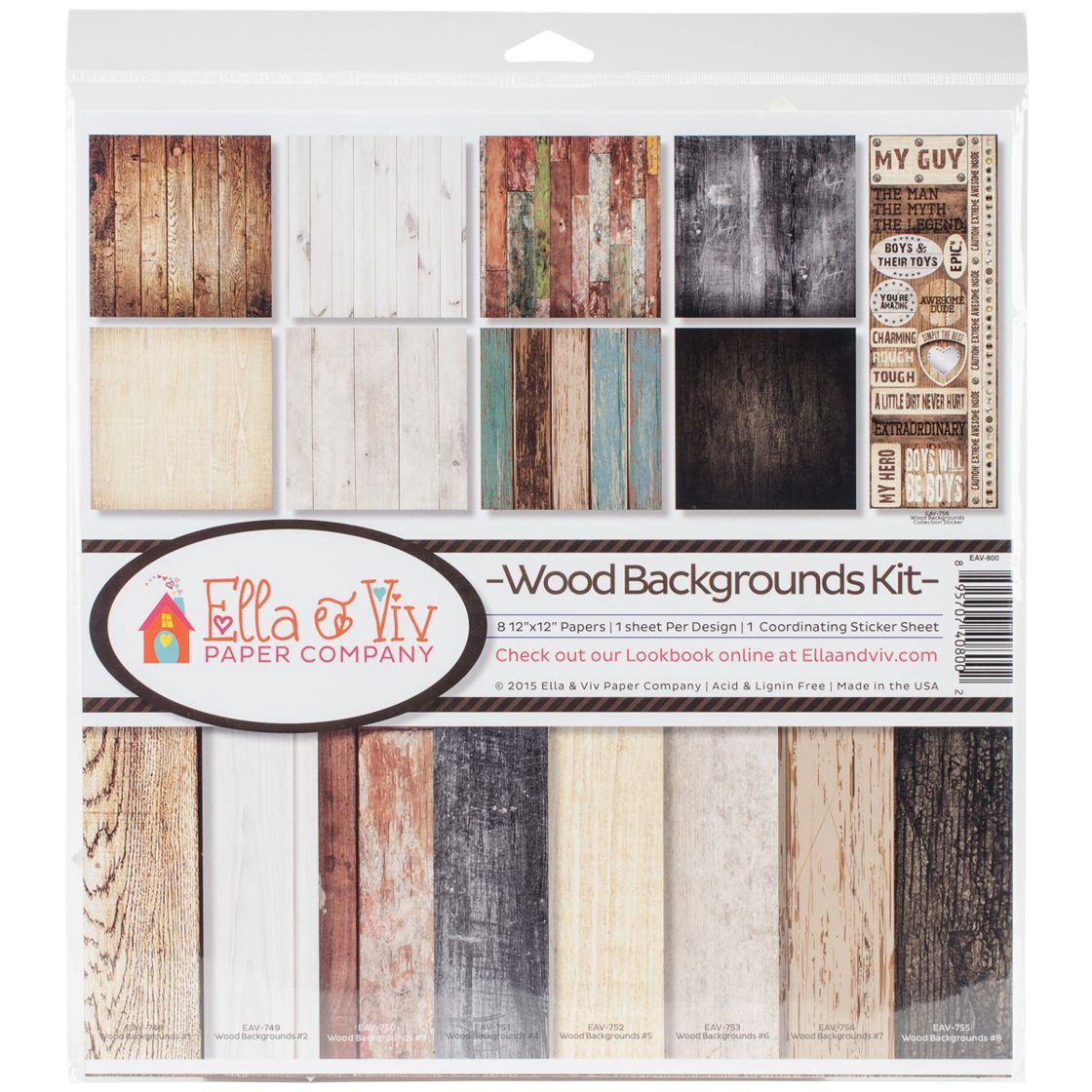 Ella &amp; Viv Collection Kit 12"X12"Wood Backgrounds