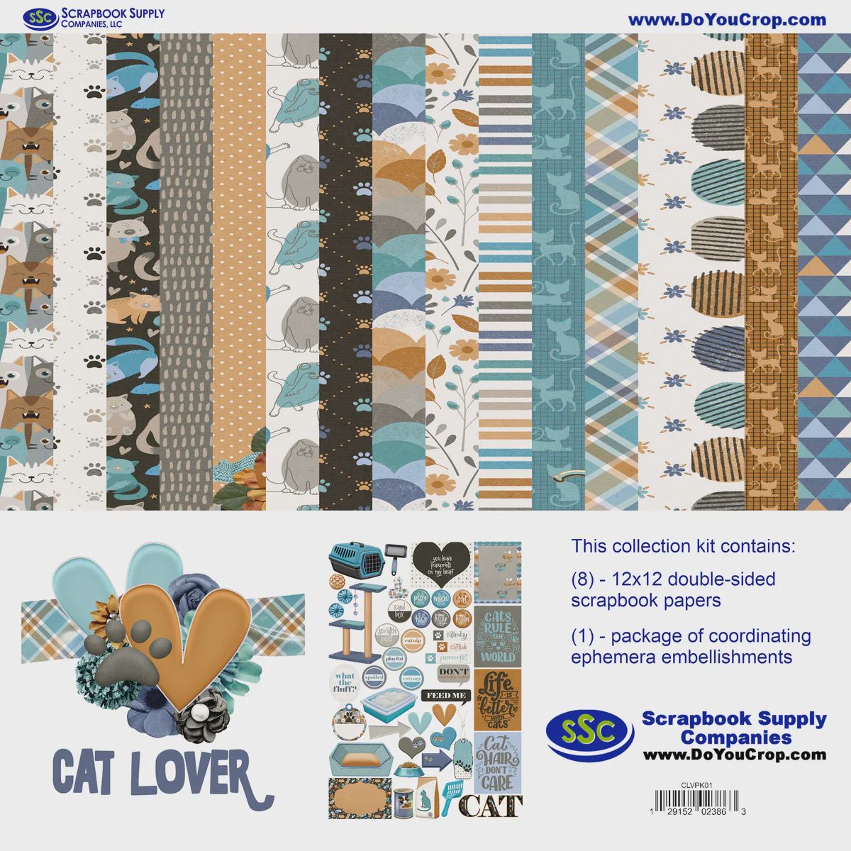 Cat Lover 12x12 Paper And Embellishment Kit