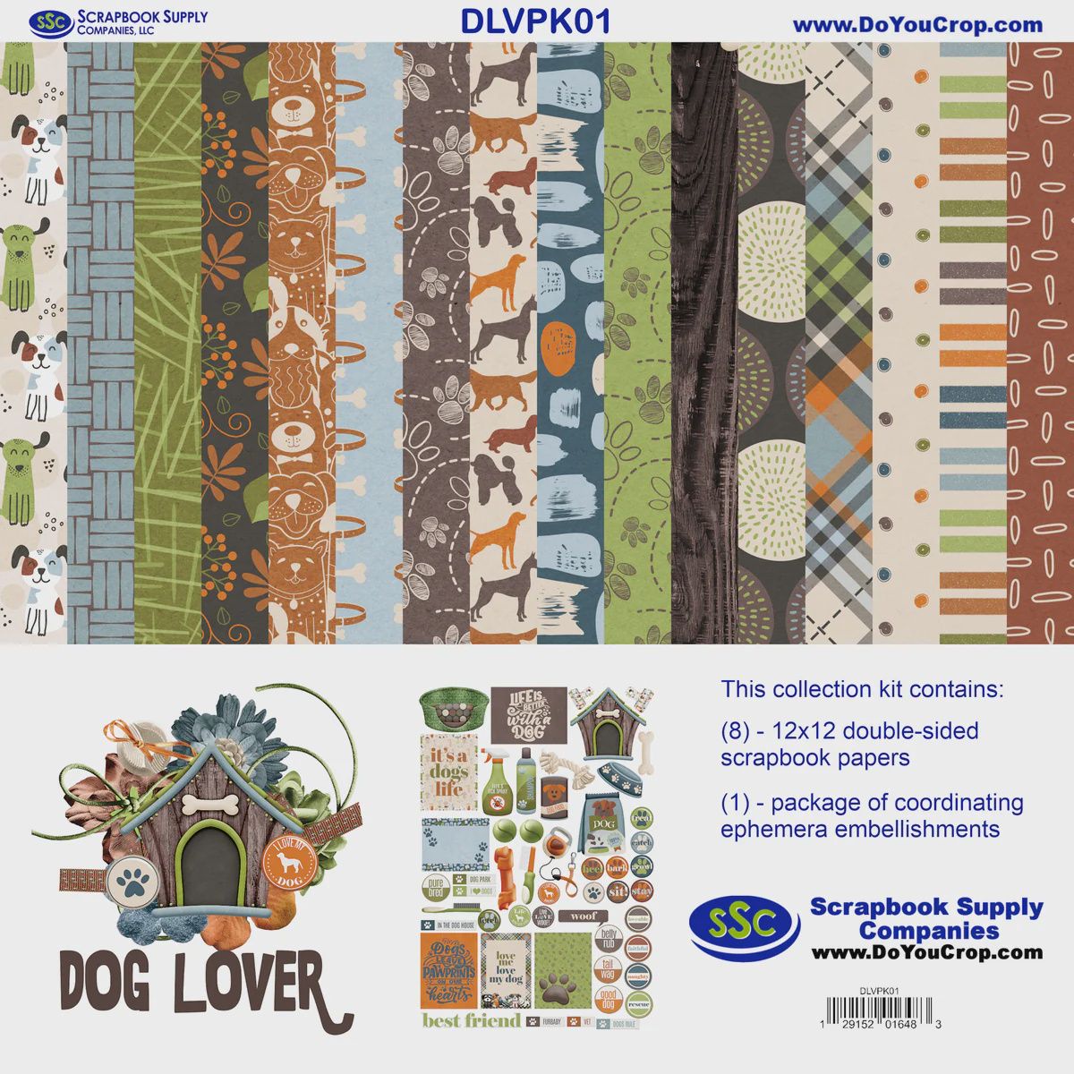 Dog Lover 12x12 Paper And Embellishment Kit