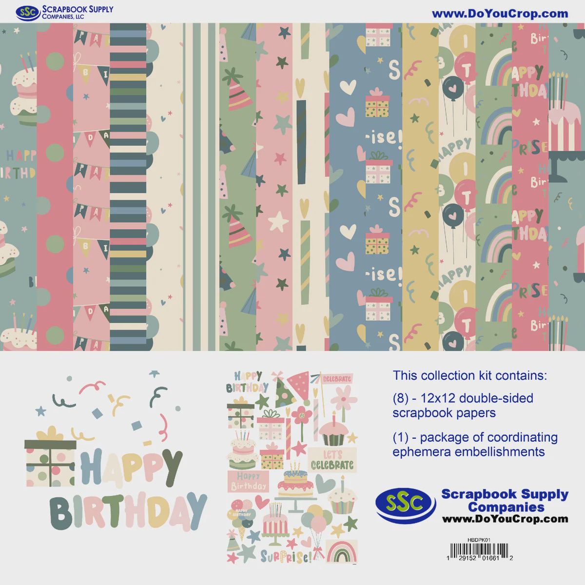 Happy Birthday 12x12 Paper And Embellishment Kit