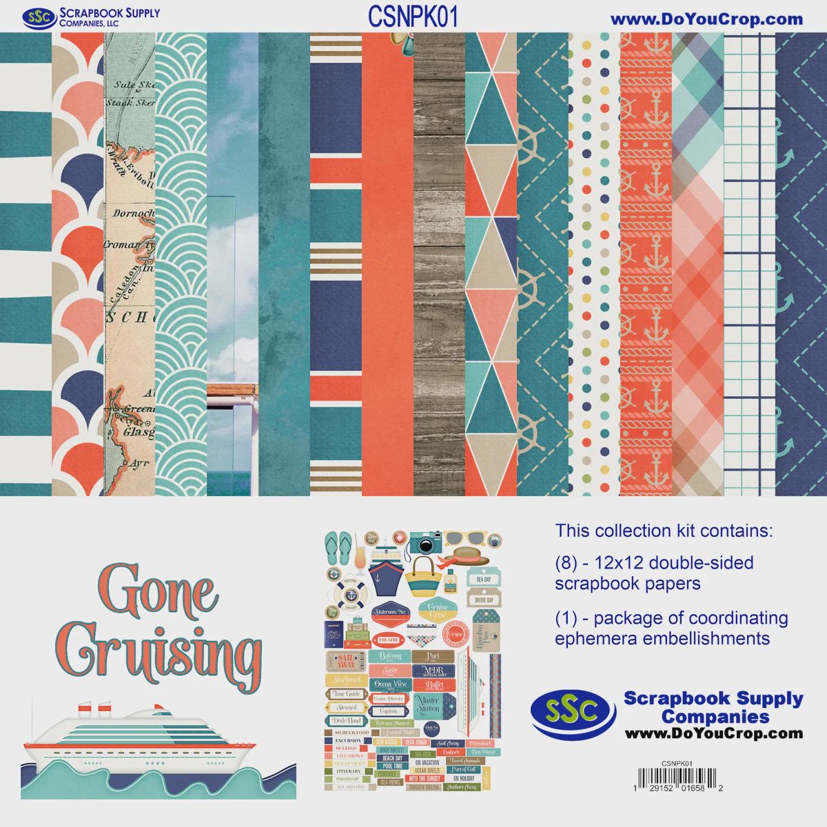 Gone Cruising 12x12 Paper And Embellishment Kit