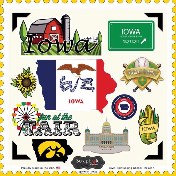 Iowa Sightseeing Sticker Sheet