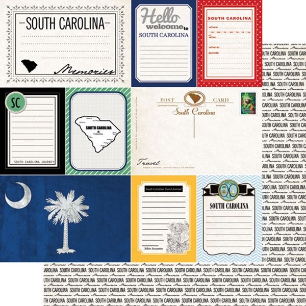 South Carolina 12 x 12 DS Vintage Journal Paper