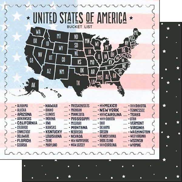 United States Bucket List 12 x 12 DS Paper
