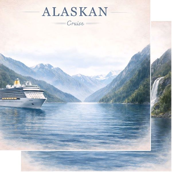 Alaskan Watercolor Cruise Ship 12 x  12 DS Paper