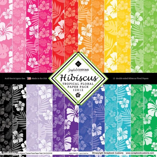 Hibiscus Tropical Floral 12 x 12 DS Paper Pack